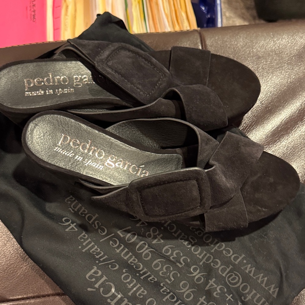 Pedro Garcia Black Suede Sandals- New Size 40